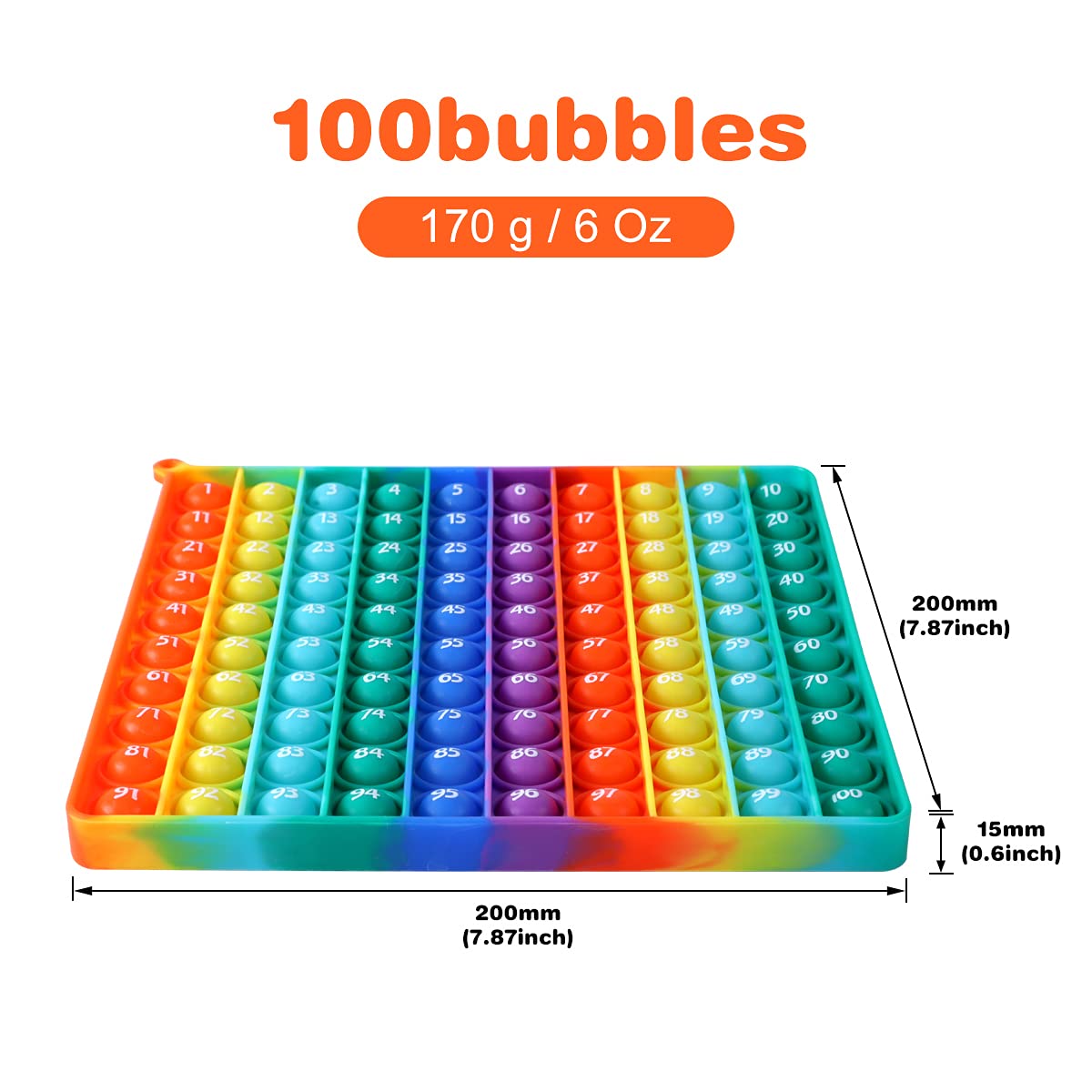 AK-SHIP 7.8in Big Size P0pp Math Toys , Rainbow Square Fidget Tto - AK-SHIP Official Product View 3