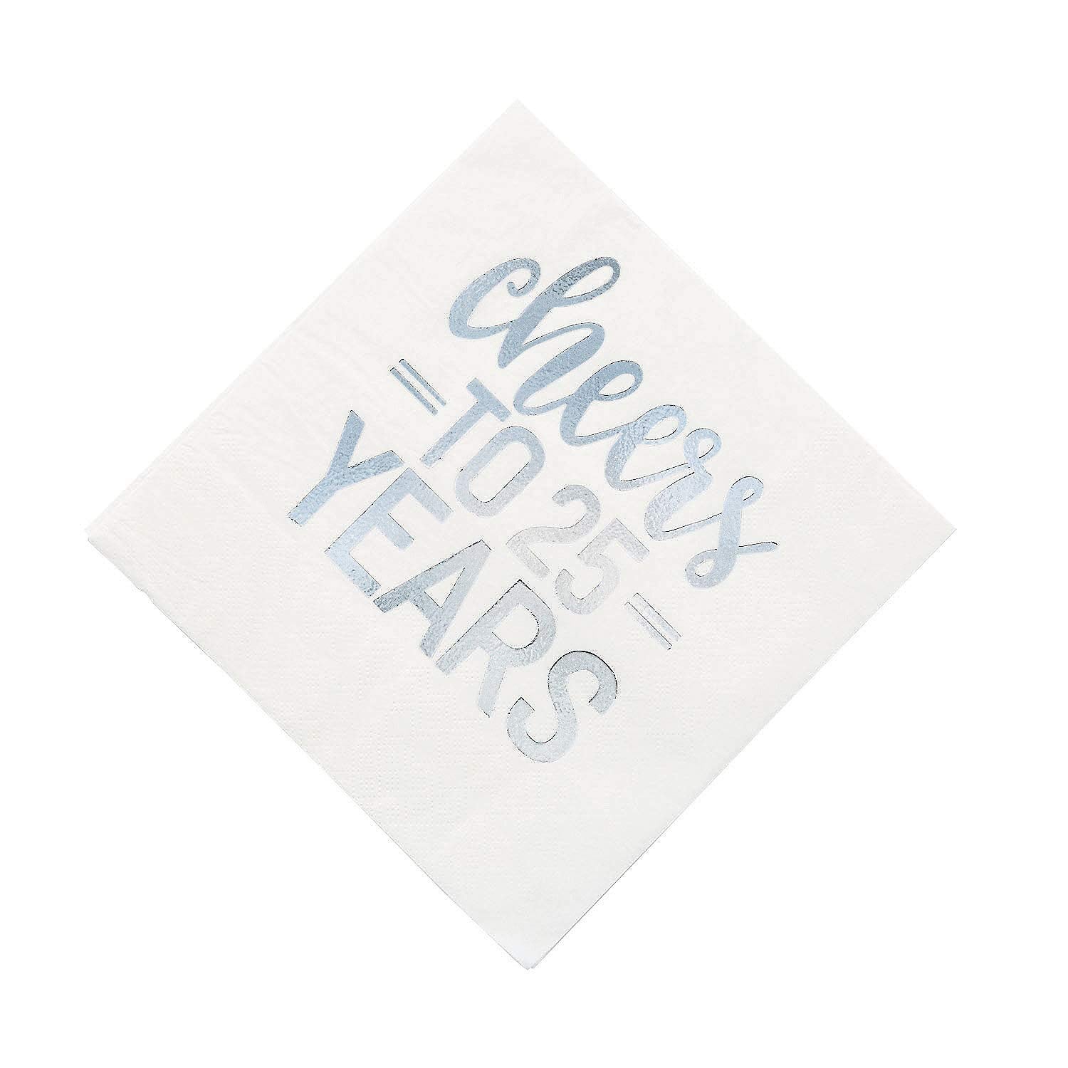 Elegant Foil-Stamped Silver Foil Cheers to 25 Years Luncheon - Product Imagery