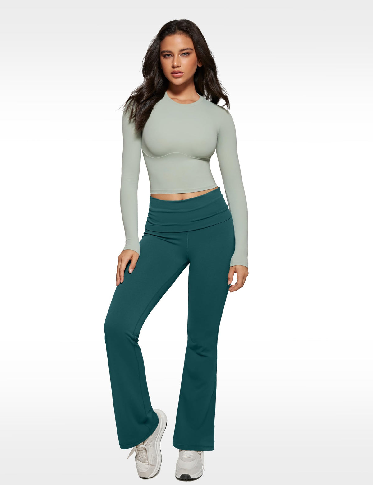 INGIA Womens Long Sleeve High Round Neck Crop Yoga Shirts - INGIA Official Imagery - 4