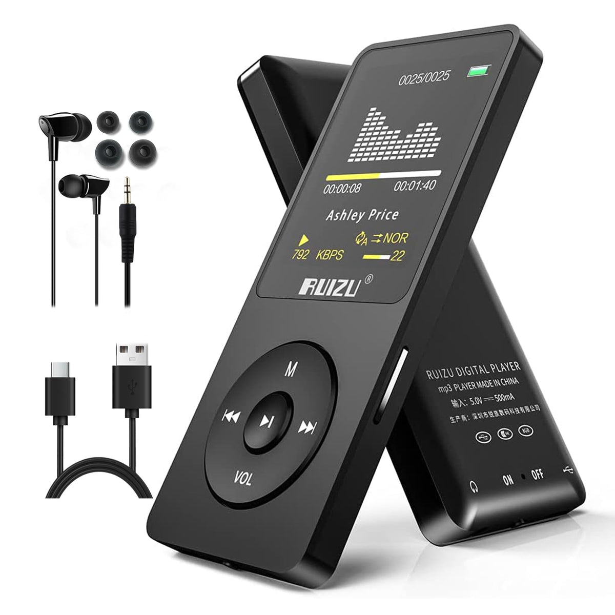 RUIZU 32GB MP3 Player with Bluetooth 5 3 Auto Reconnect 80H - RUIZU Official Imagery - 1