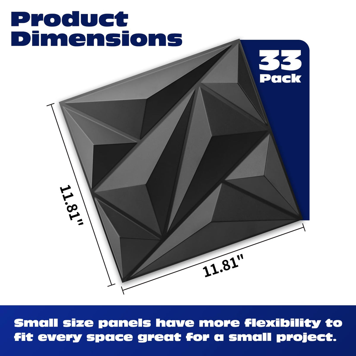 33 Pack 3D Wall Panels Diamond Black 12 x12 - Art3dwallpanels Official Imagery - 4
