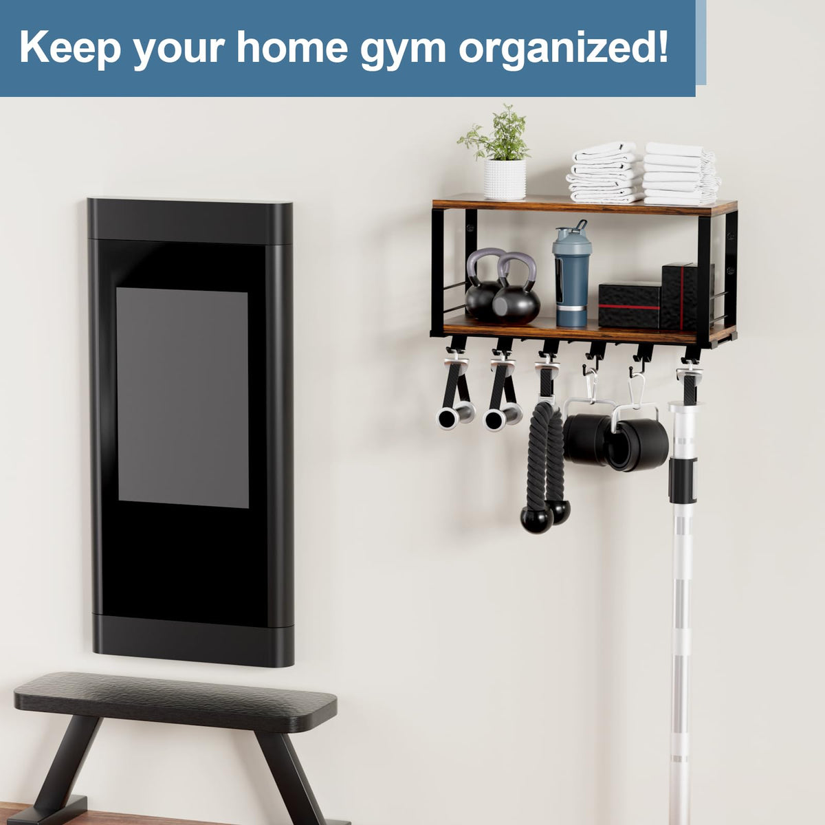 TJ MOREE 2 Tier Floating Shelf Compatible with Tonal - TJ.MOREE Official Imagery - 6
