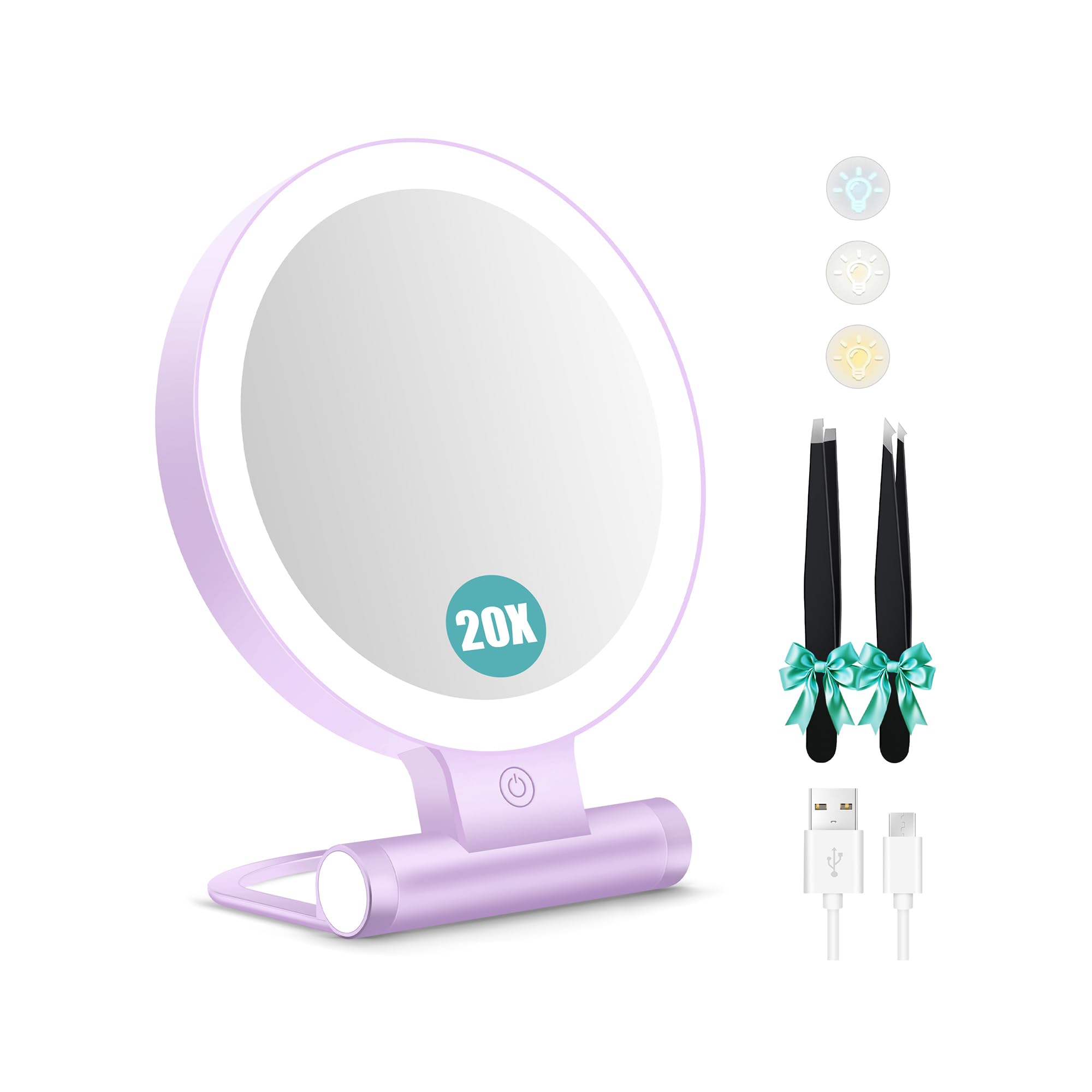 B Beauty Planet Magnifying Mirror with Light 30X, Double-Sided 1X/30X Magnifying - B Beauty Planet Official Product View 1