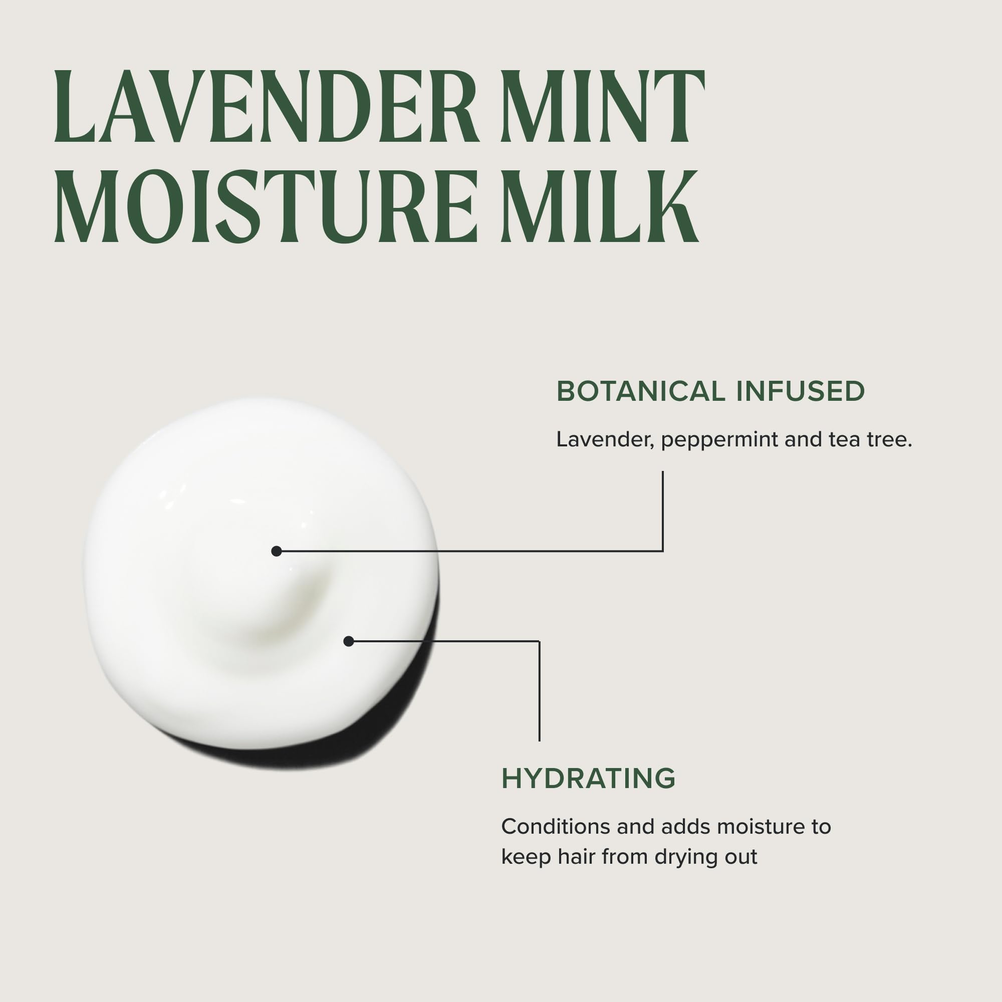 Tea Tree Lavender Mint Moisture Milk, Leave-In Conditioner, For Coarse, Curly + Dry Hair, 3.4 fl. oz.