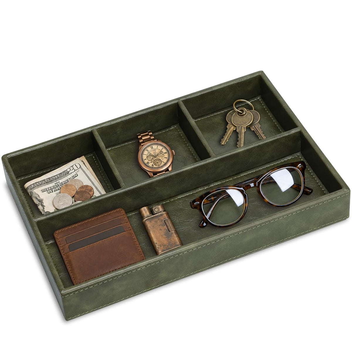 GORESE Valet Tray for Men Leather Tray EDC Desk Organizer - GORESE Official Imagery - 2