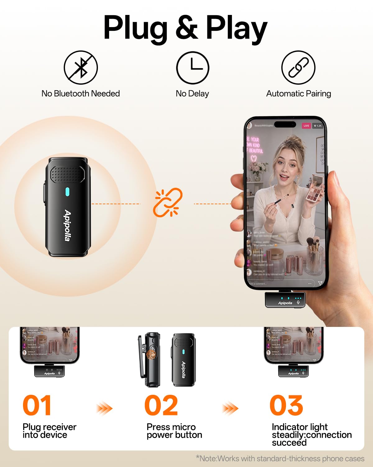 Wireless Mini Lavalier Microphone for iPhone 17 16 15 - Apipolla Official Imagery - 7