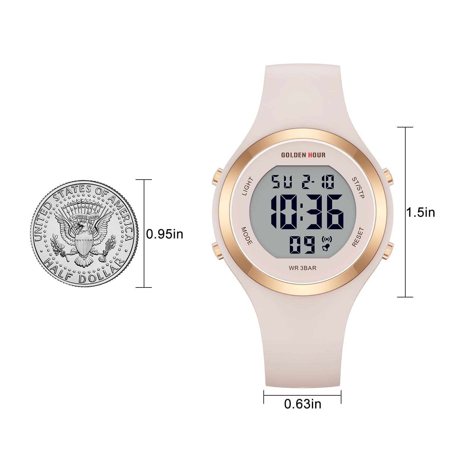 GOLDEN HOUR Waterproof Sport Women's Digital Chronograph Silicone Stra - View 4