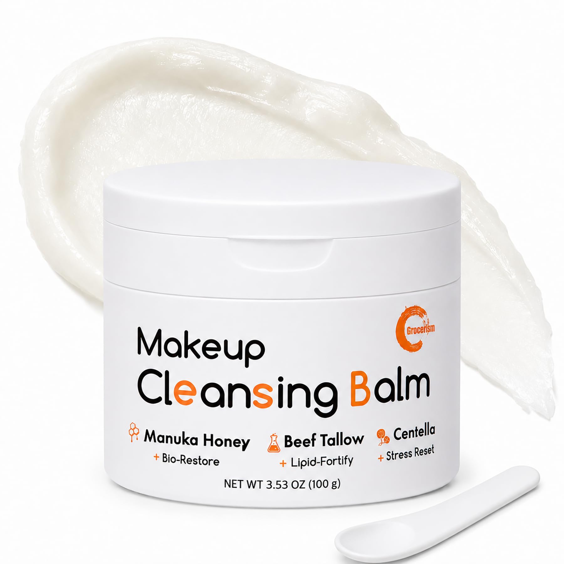 Grocerism Makeup Remover Cleansing Balm with Manuka Honey & Tallow, 3.53 oz