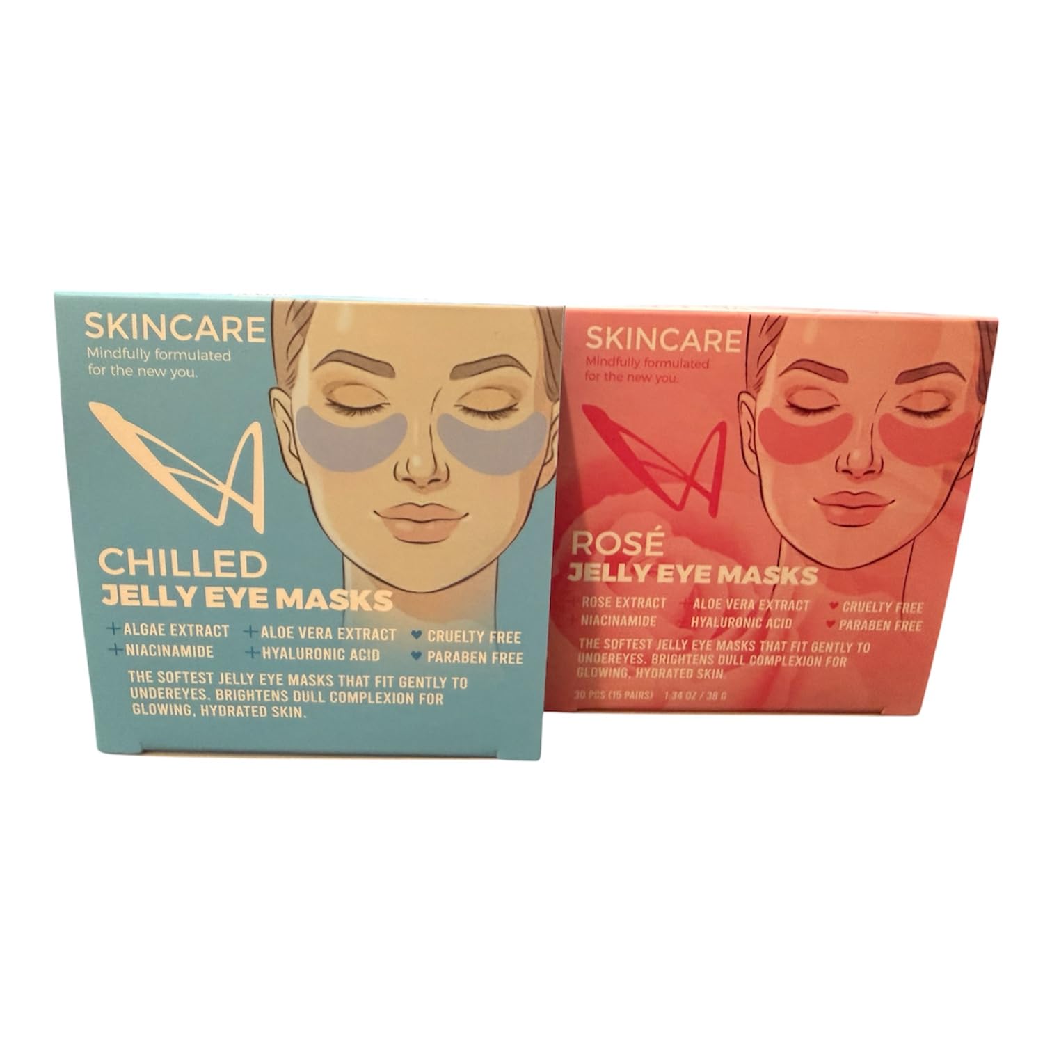 Skincare Chilled and Rosé Jelly Eye Masks, Hyaluronic Acid, - Generic