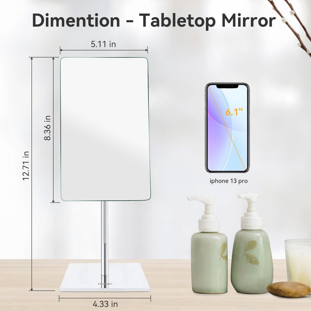 DOWRY Tabletop Magnifying Makeup Mirror Vanity Mirror - DOWRY Official Imagery - 4