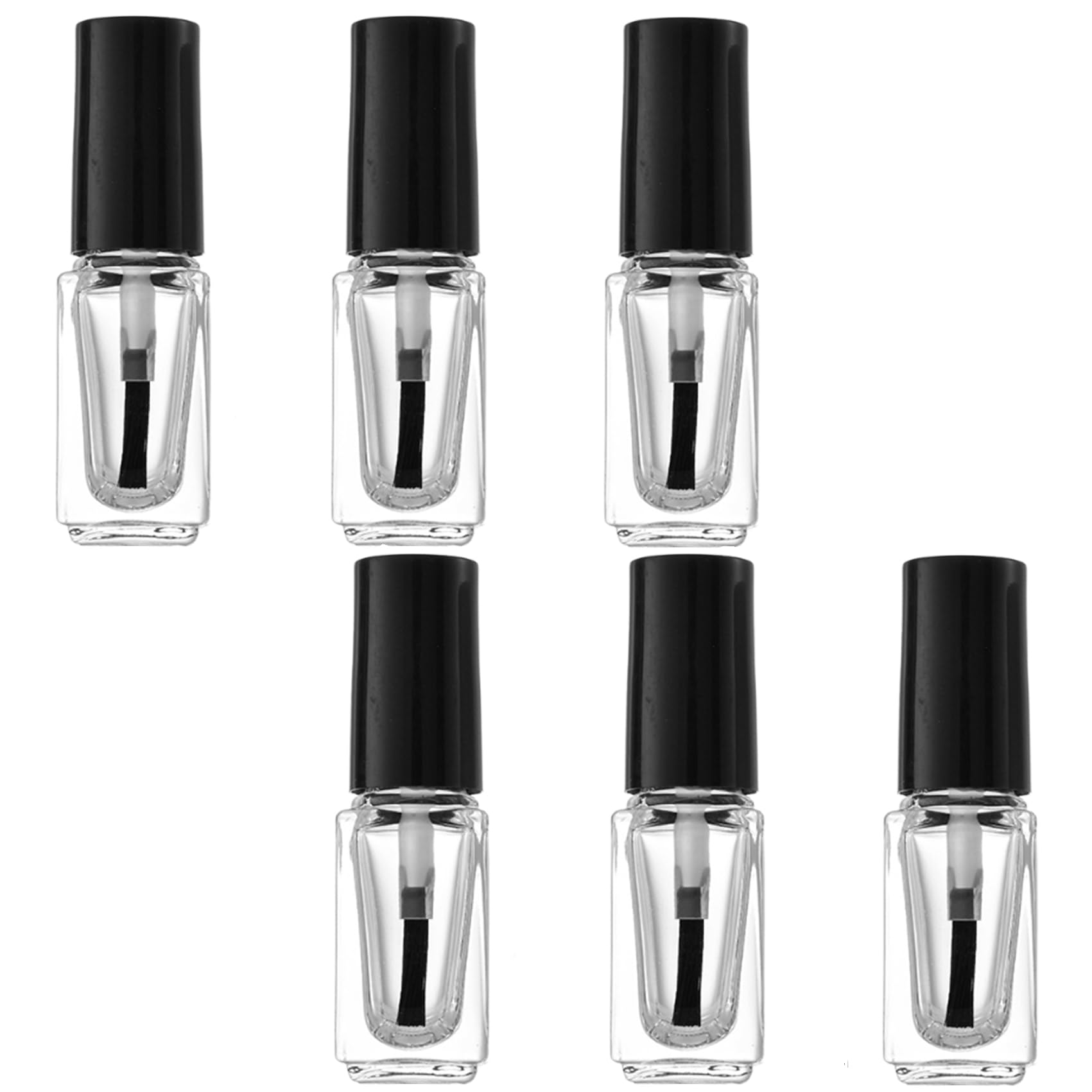 6Pcs 3ml/0.1oz Mini Empty Refillale Clear Glass Nail Polish - Product Imagery
