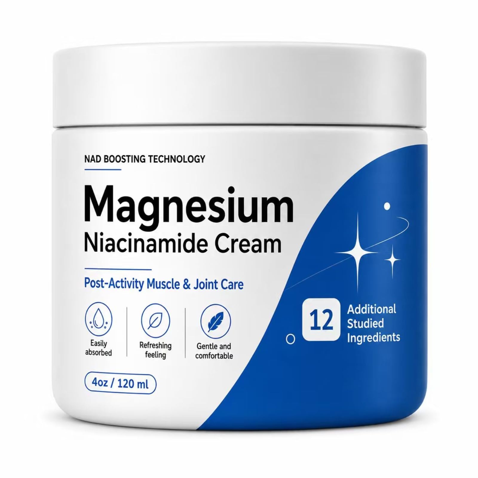 Magnesium Niacinamide Relief Cream- Magnesium Chloride & Niacinamide Body Cream, Cooling Moisturizing Formula for Neck, Back, Knees, Legs & Feet, Lightweight Fast-Absorbing Non-Greasy Skin Care, 4 oz