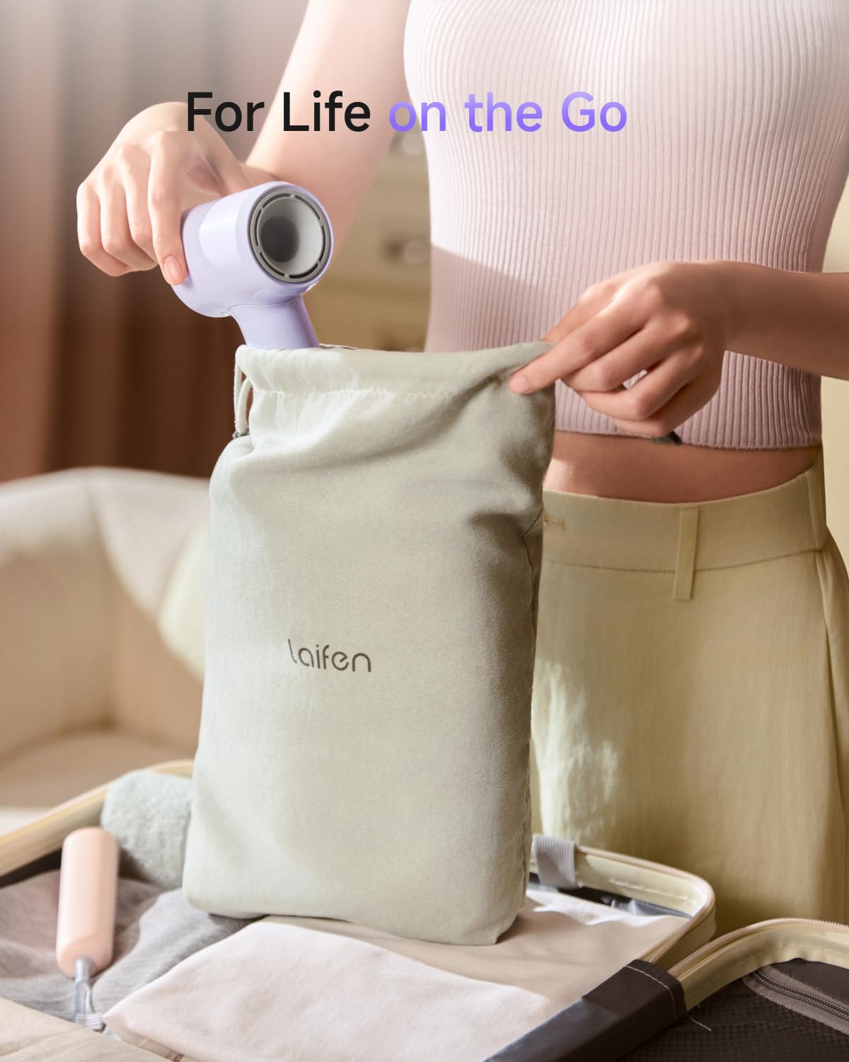 Laifen Air Ionic Hair Dryer, Palm-Sized, Fast Dry, Purple