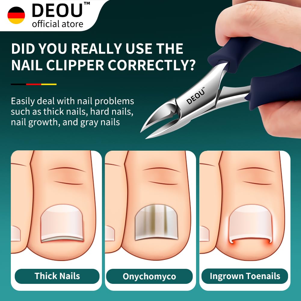 DEOU Podiatrist Nail Clippers for Thick Nails – Men & Women