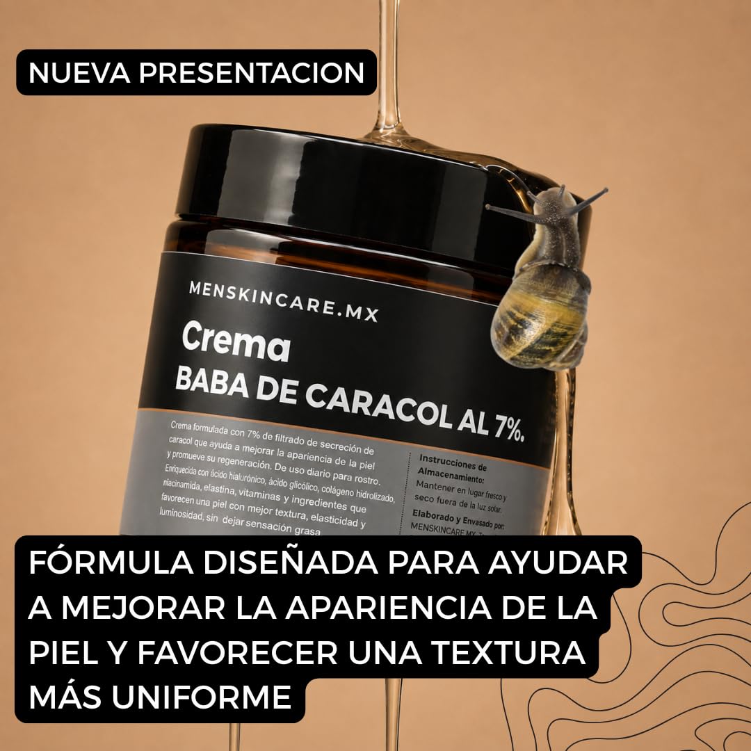 100g Snail Slime Cream for Men regenerates damaged skin - MENSKINCARE.MX Official Imagery - 3