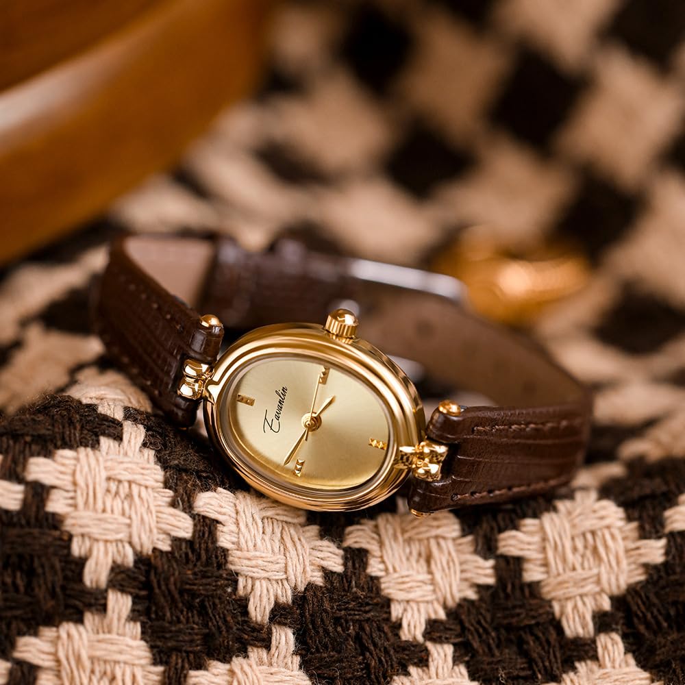 Women s Vintage Fashion Small Gold Oval Quartz Watches - CARLIEN Official Imagery - 3