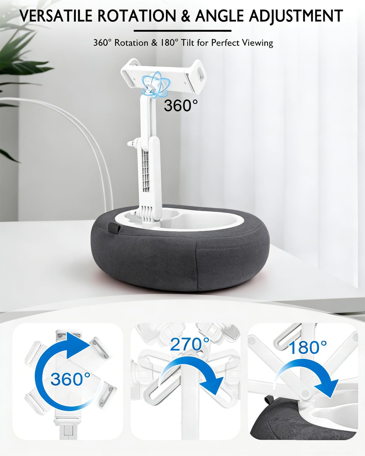 Miledi Tablet Pillow Stand for Bed with Detachable Snack Bowl, Black - View 5