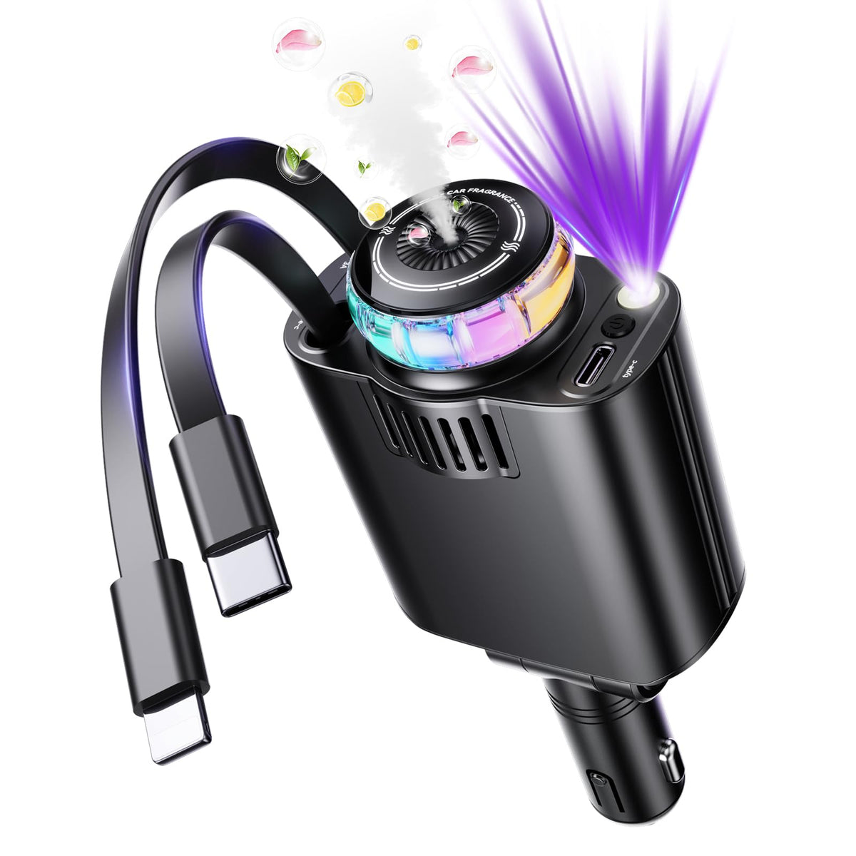 Smart Retractable Car Charger 69W USB C Fast Charge Air - Luienao Official Imagery - 2