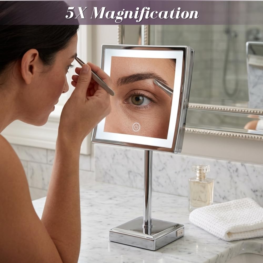 JERDON Lighted Makeup Mirror with 5X Magnification - JERDON Official Imagery - 5