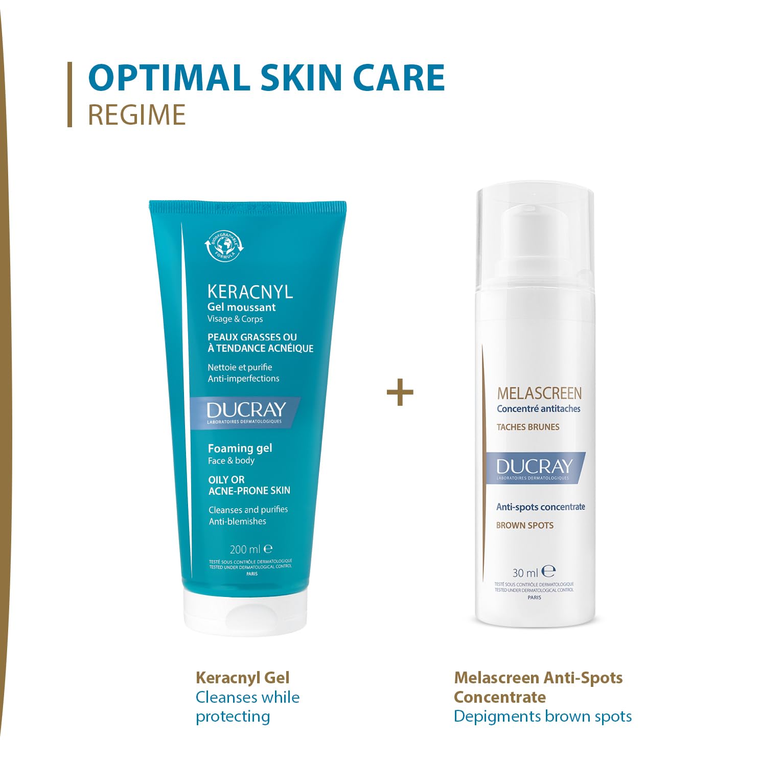 Ducray Melascreen Anti-Stain Concentrate in 30 ml bottle, showing the skincare product with a sleek packaging design.