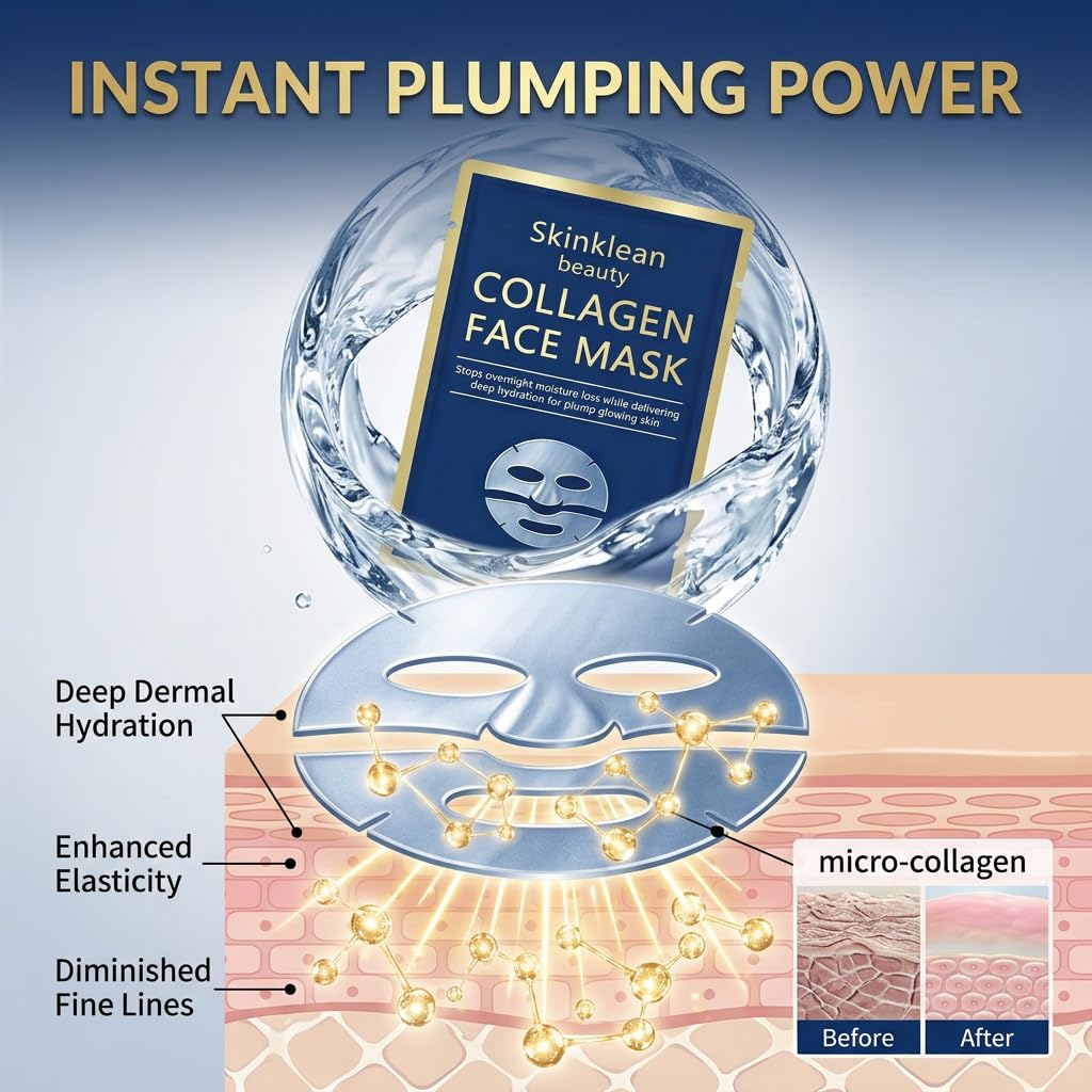 Collagen Face Mask Collagen Real Deep Hydrating Overnight - Skinklean Beauty Official Product Imagery - 3