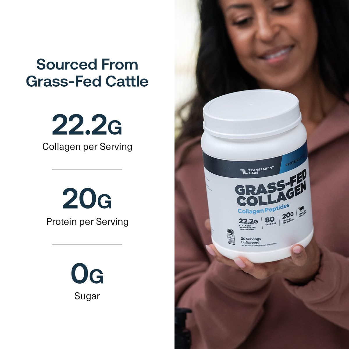 Grass Fed Collagen Peptides Powder - Transparent Labs Official Imagery - 6