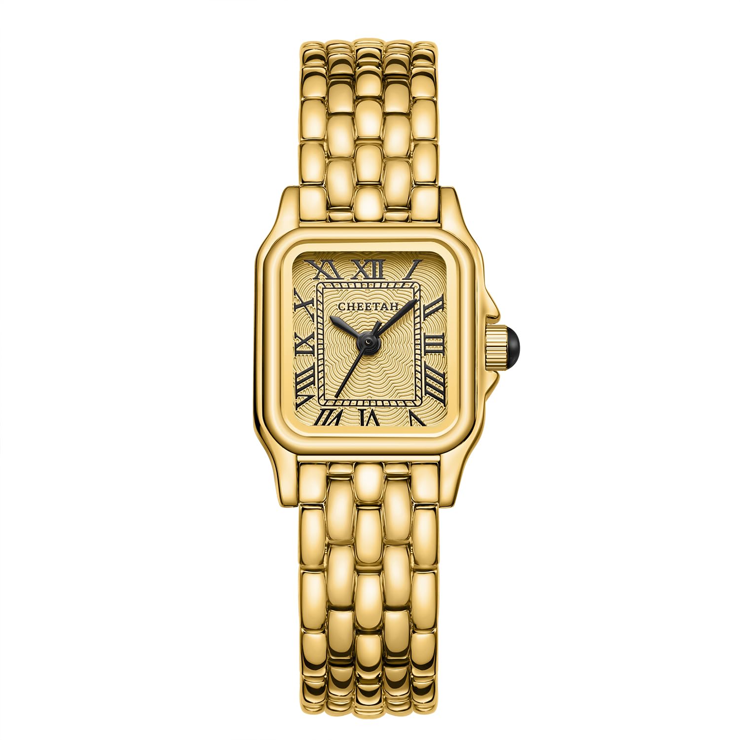 CHEETAH Gold Watch for Women Small Vintage Bracelet Rectangular Roman - View 8