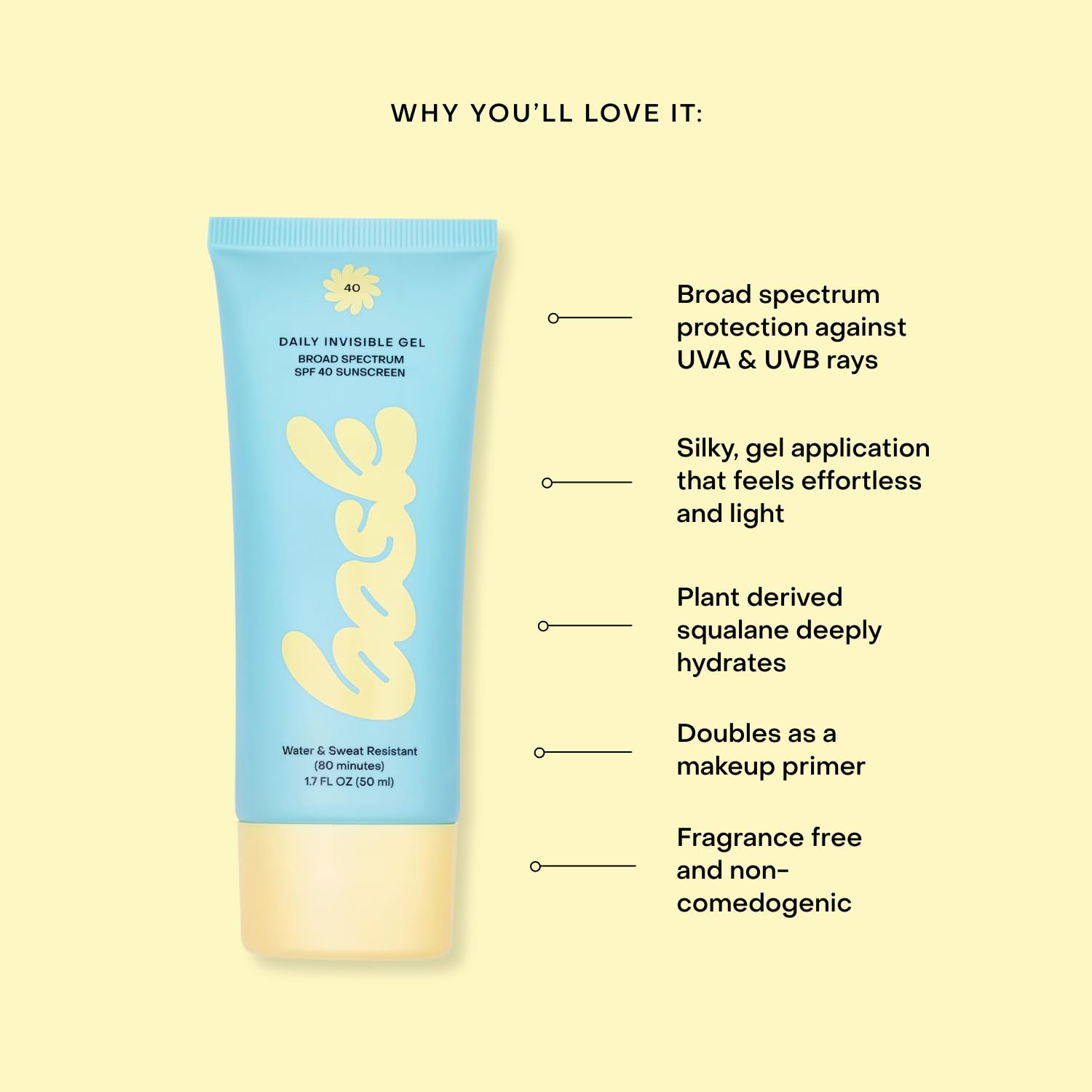 Bask SPF 40 Daily Invisible Gel Face Sunscreen - Bask