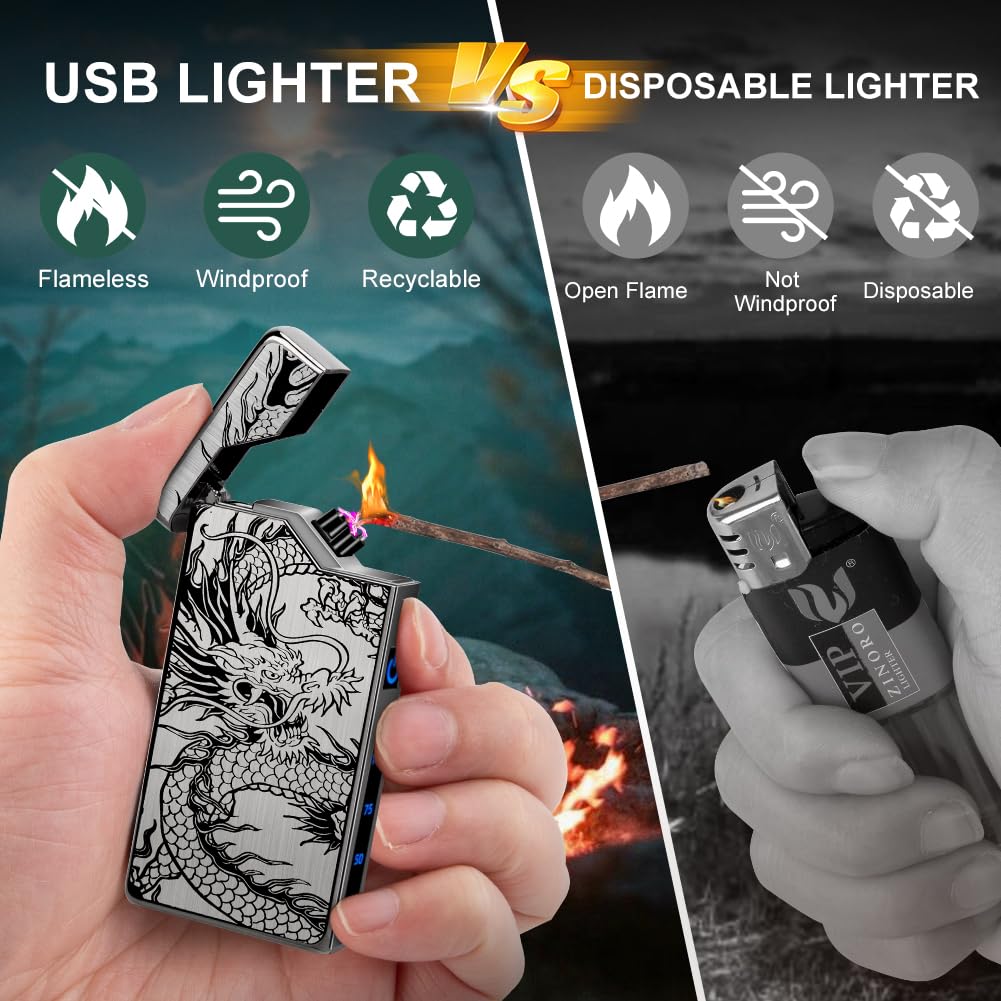 LcFun Electric Lighter Rechargeable Plasma Lighter Men Cool Drago by LcFun - Angle View 7