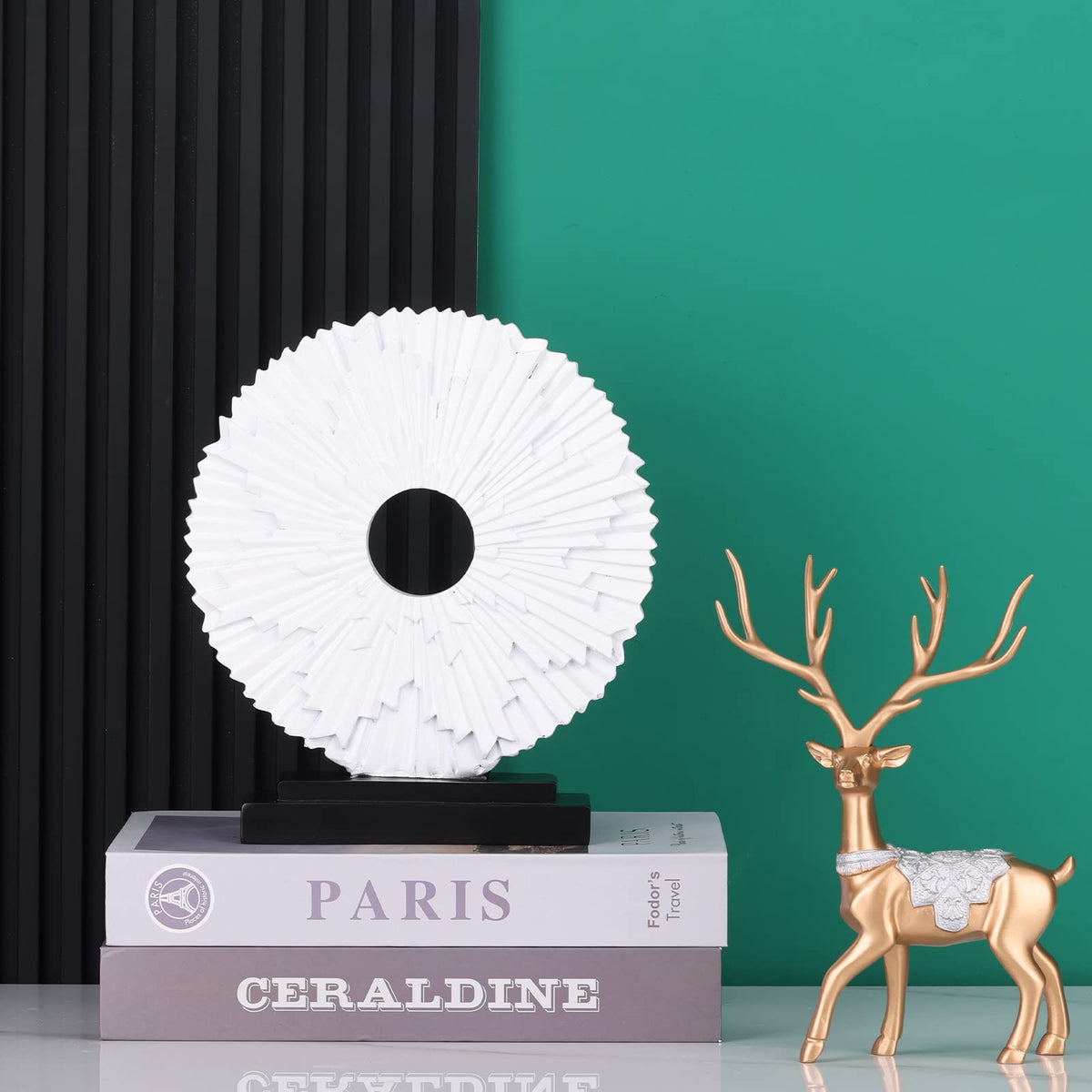 White Home Decor Sculpture Unique Round line Statue Modern - DOVDOV Official Imagery - 6