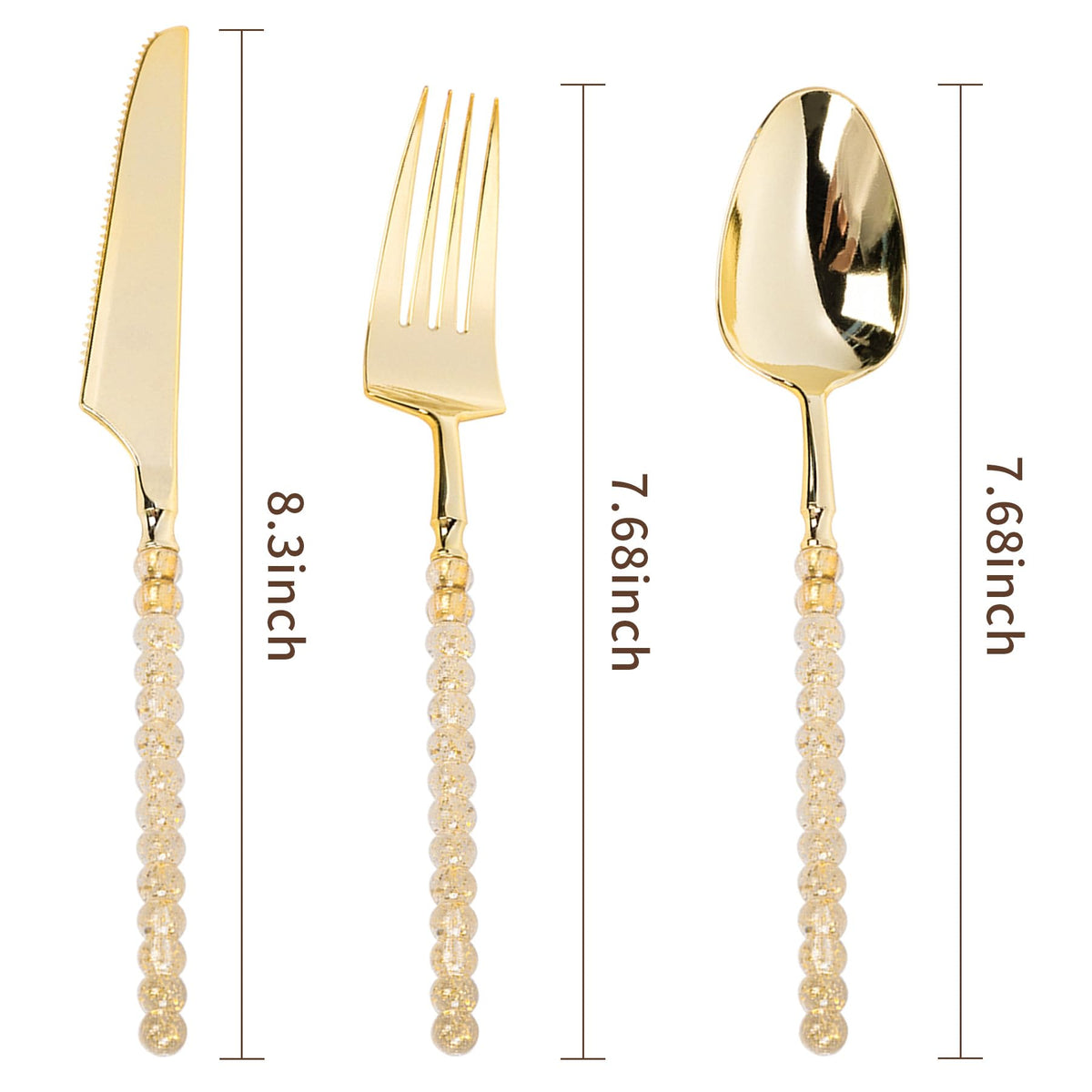 150PCS Gold Plastic Silverware Heavy Duty Disposable - QualQuot Official Imagery - 4
