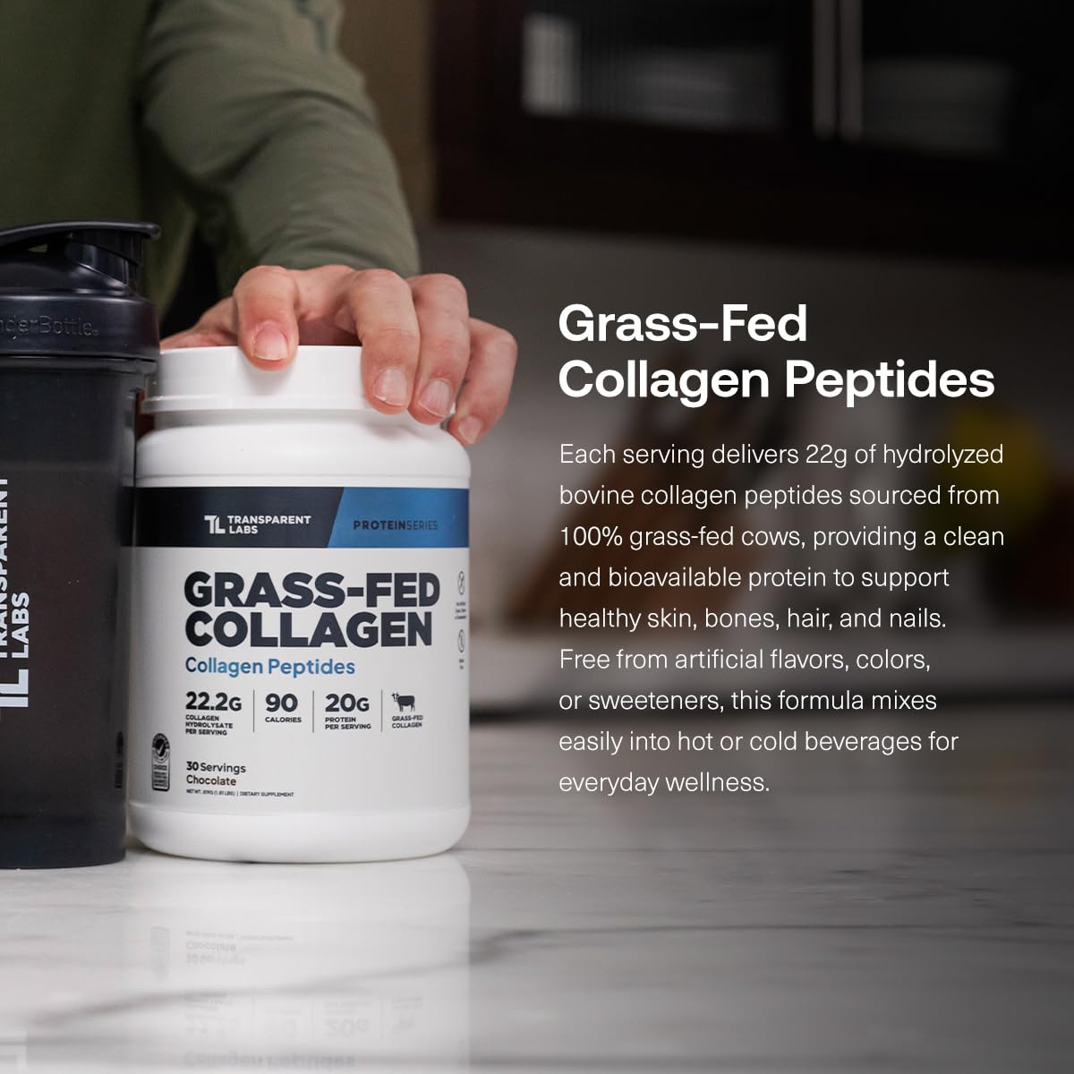 Transparent Labs Grass Fed Collagen Peptides Powder - Transparent Labs Official Imagery - 3