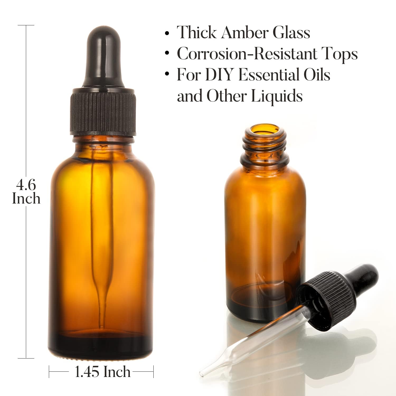 4 Pack 2 oz Bottles with Dropper 1 Funnel 4 Labels - AOZITA Official Product Imagery - 4