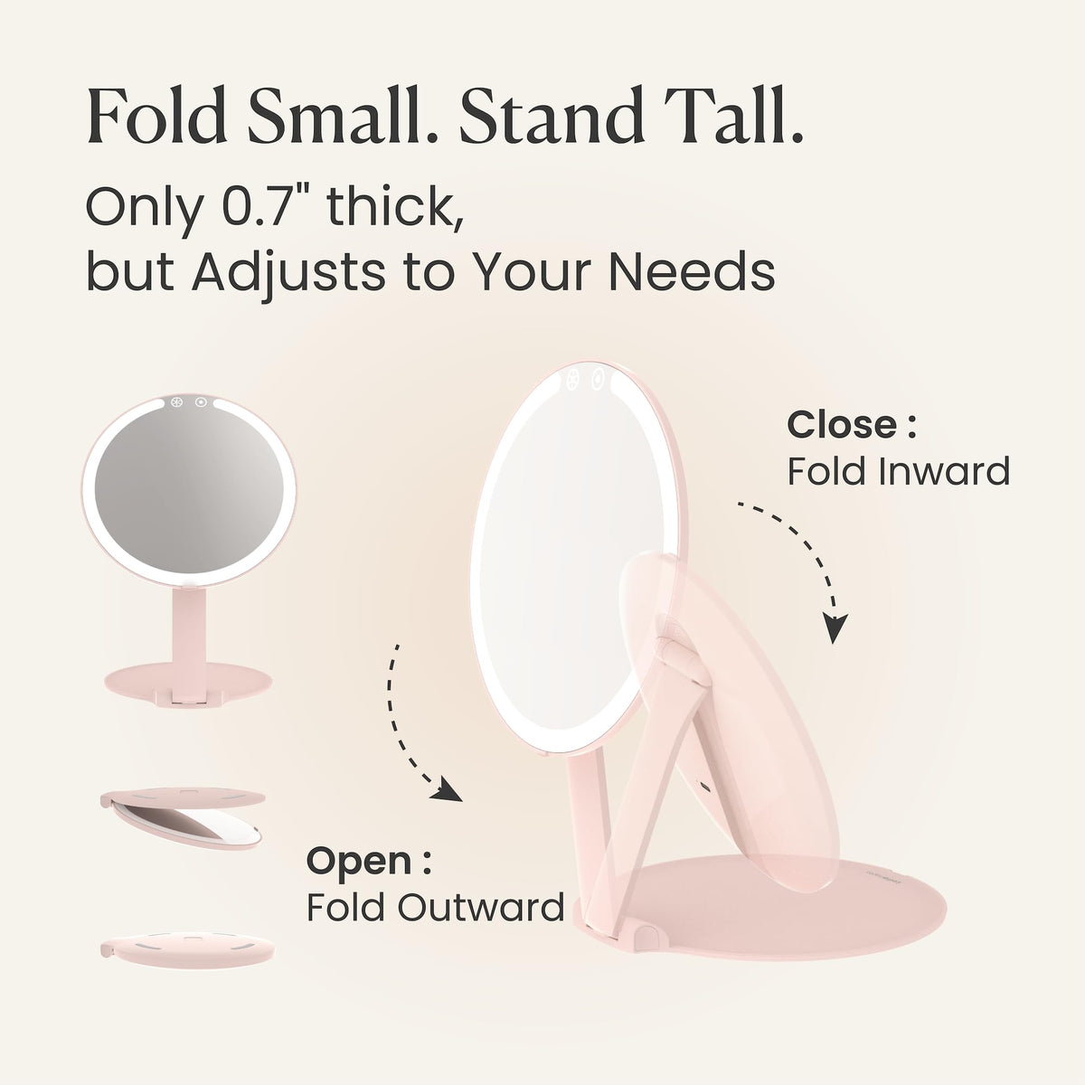 Lighted Makeup Mirror 8 Travel Mirror Rechargeable Portable - LEDIONOPTO Official Imagery - 4