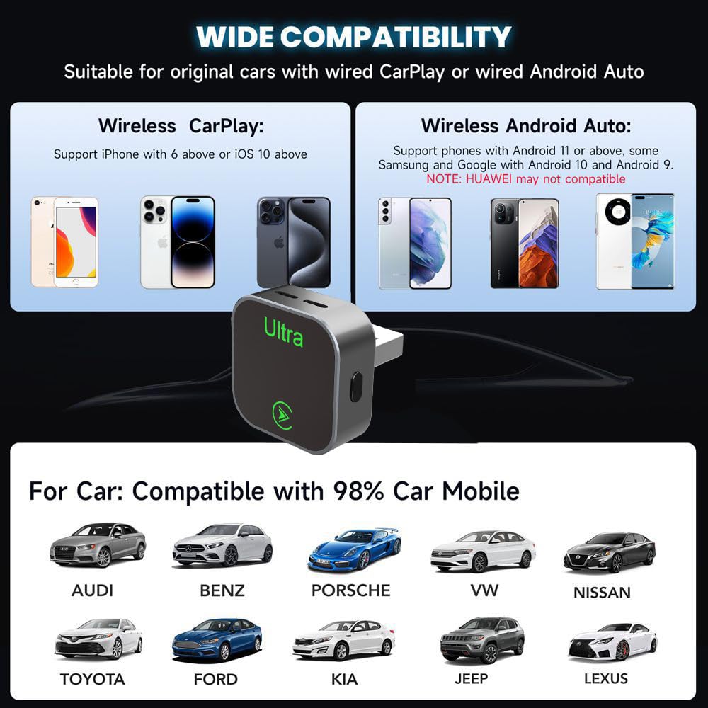 2 in 1 Wireless CarPlay Adapter 2026 New Wired to Wireless - JERYONE Official Imagery - 8