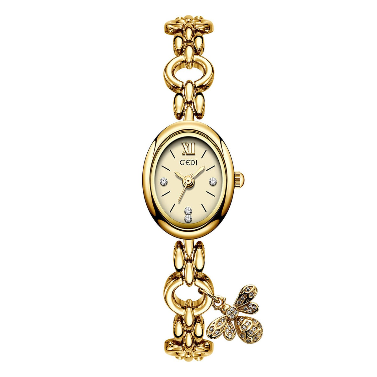 Fashion Vintage Gold Oval Quartz Watches for Women - CARLIEN Official Imagery - 8