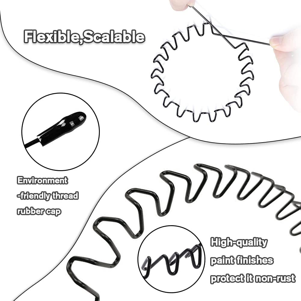 Metal Headband for Men, Non Slip Wave Hair Band, Flex Grip 6 Pcs - KELUBATU Official Product View 3