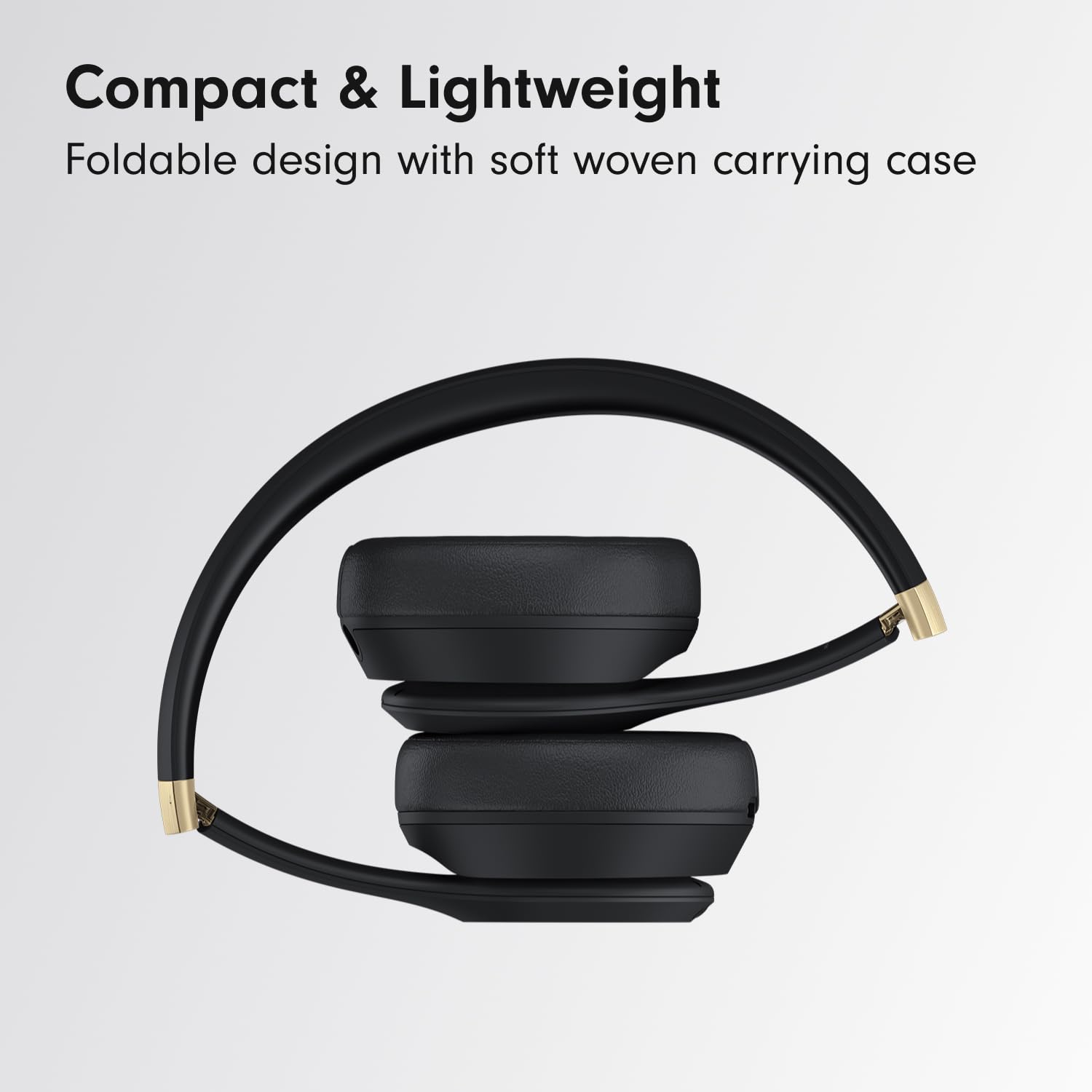 Beats Solo 4 wireless on-ear Bluetooth headphones in black and gold with sleek design and comfortable fit, showcasing ear cups and headband.