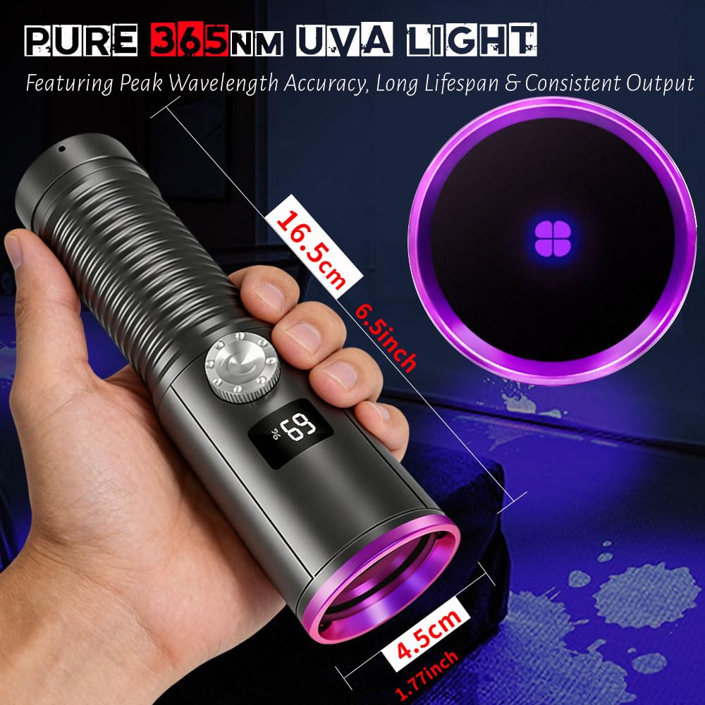 365 nm UV Blacklight Flashlight High Power Rechargeable - LBJD Official Imagery - 6