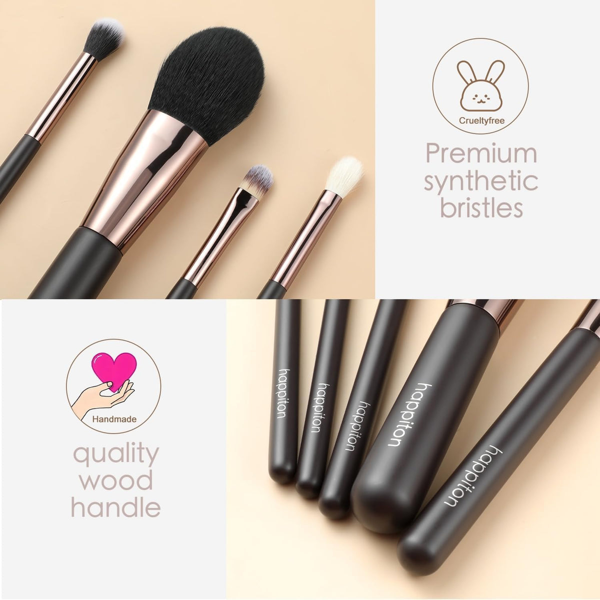 Makeup Brushes Set 17PCS Beauty Tool Kits for Eye Face - HAPPITON Official Imagery - 6
