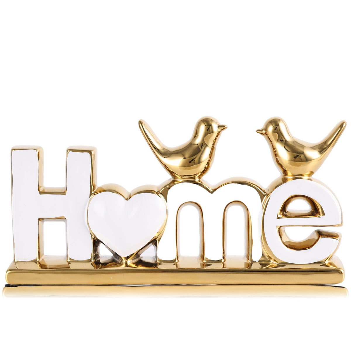 Ceramic Home Letter Sign with Bird Statues Modern White Gold - GAOSHENG Official Imagery - 2