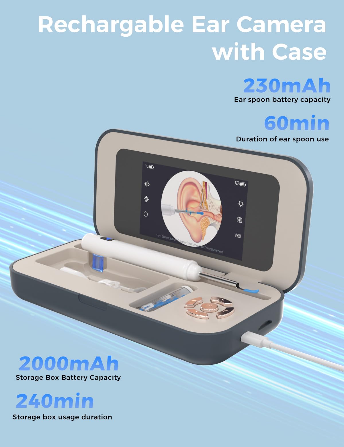 A03 Ear Wax Removal Tool Camera with Screen 1080P HD Ear - sofbunny Official Imagery - 6