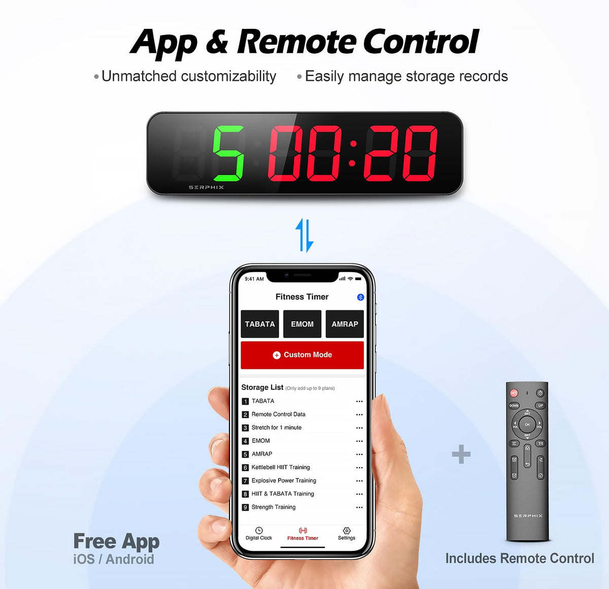 15 2 Gym Timer App Remote Control Gym Clock for Home Garage - SERPHIX Official Imagery - 5