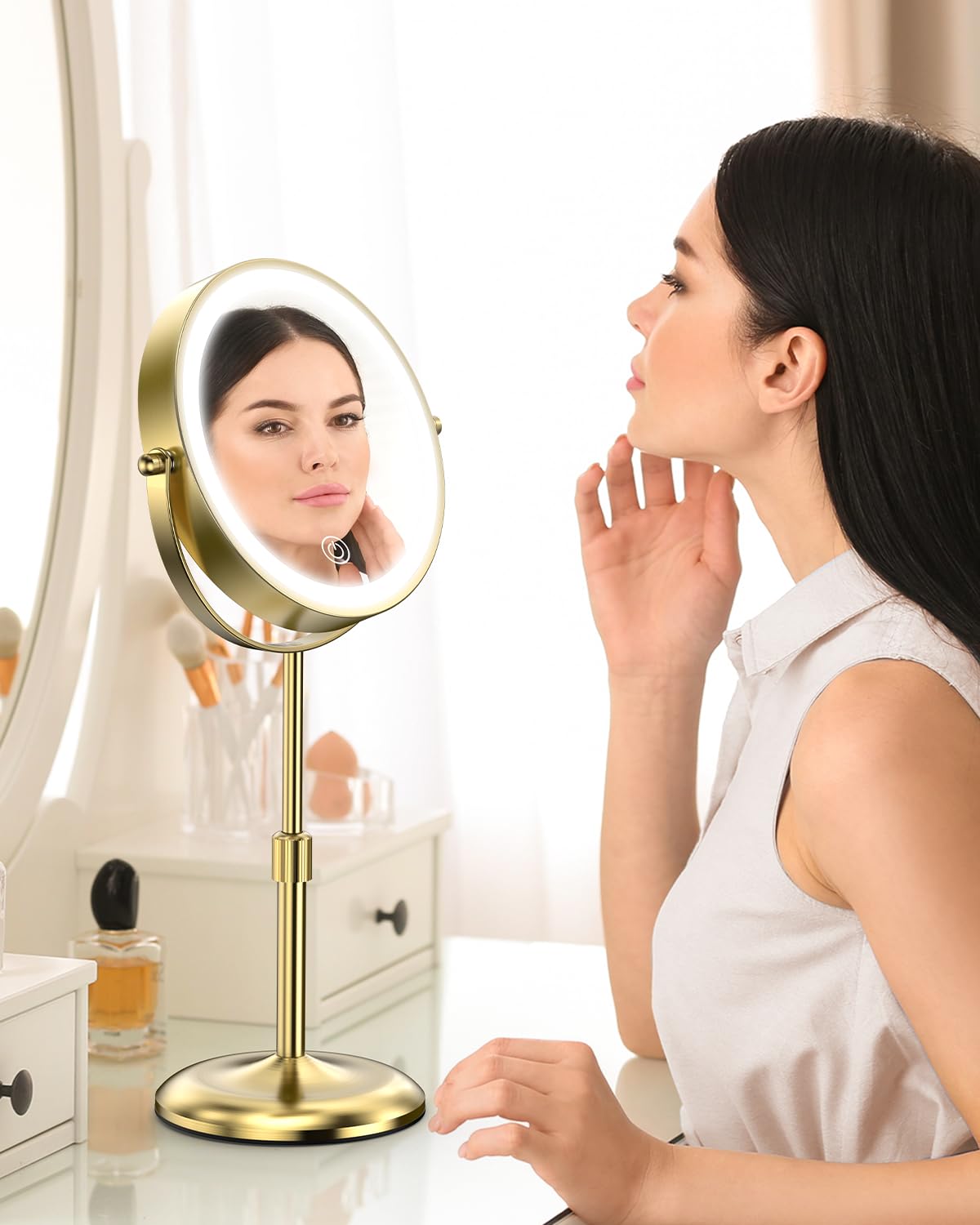 7 Lighted Makeup Mirror with 3 Color Lights 10X - Benbilry Official Imagery - 3