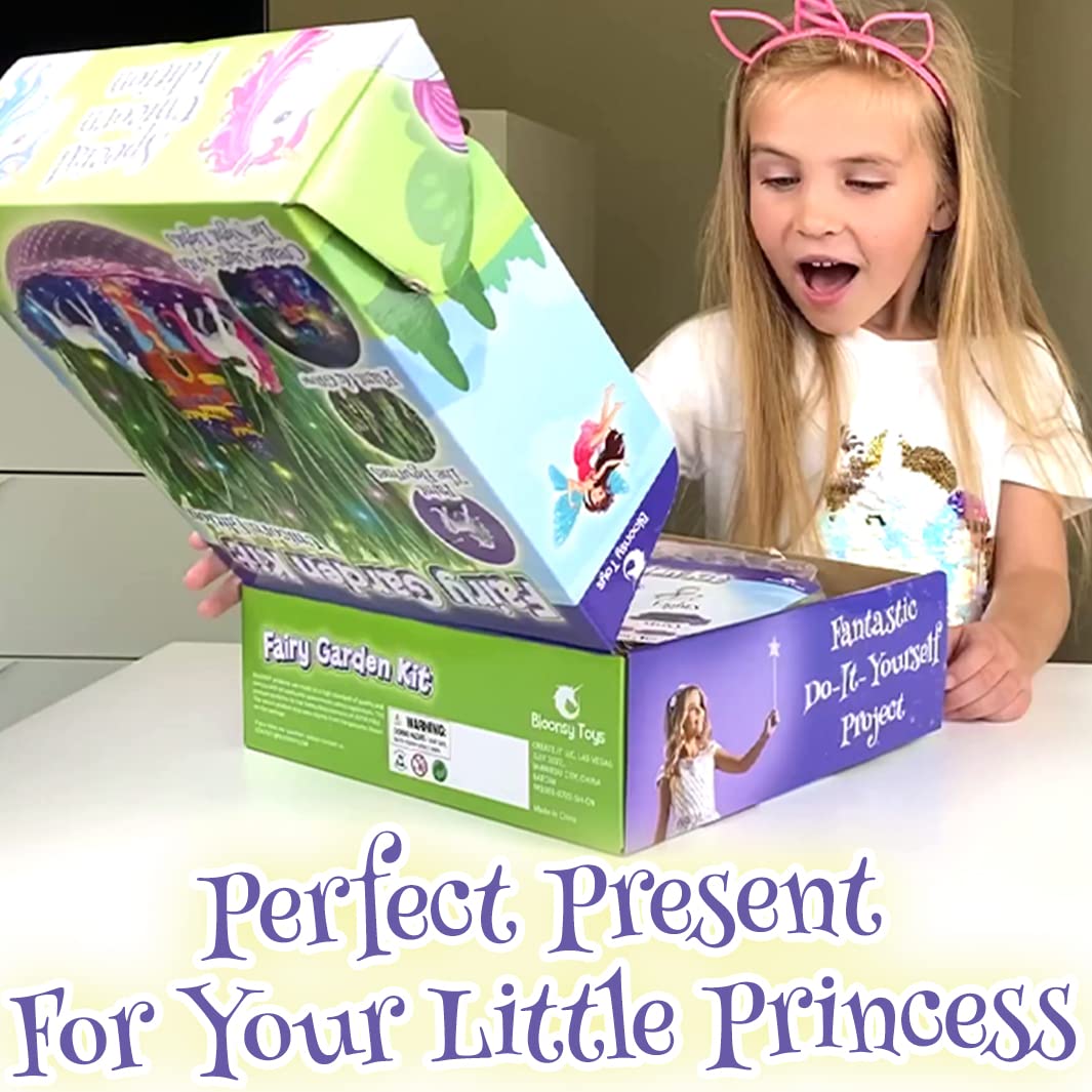 BLOONSY Unicorn Fairy Garden Kit for Kids Light Up Terrarium - BLOONSY Official Imagery - 7