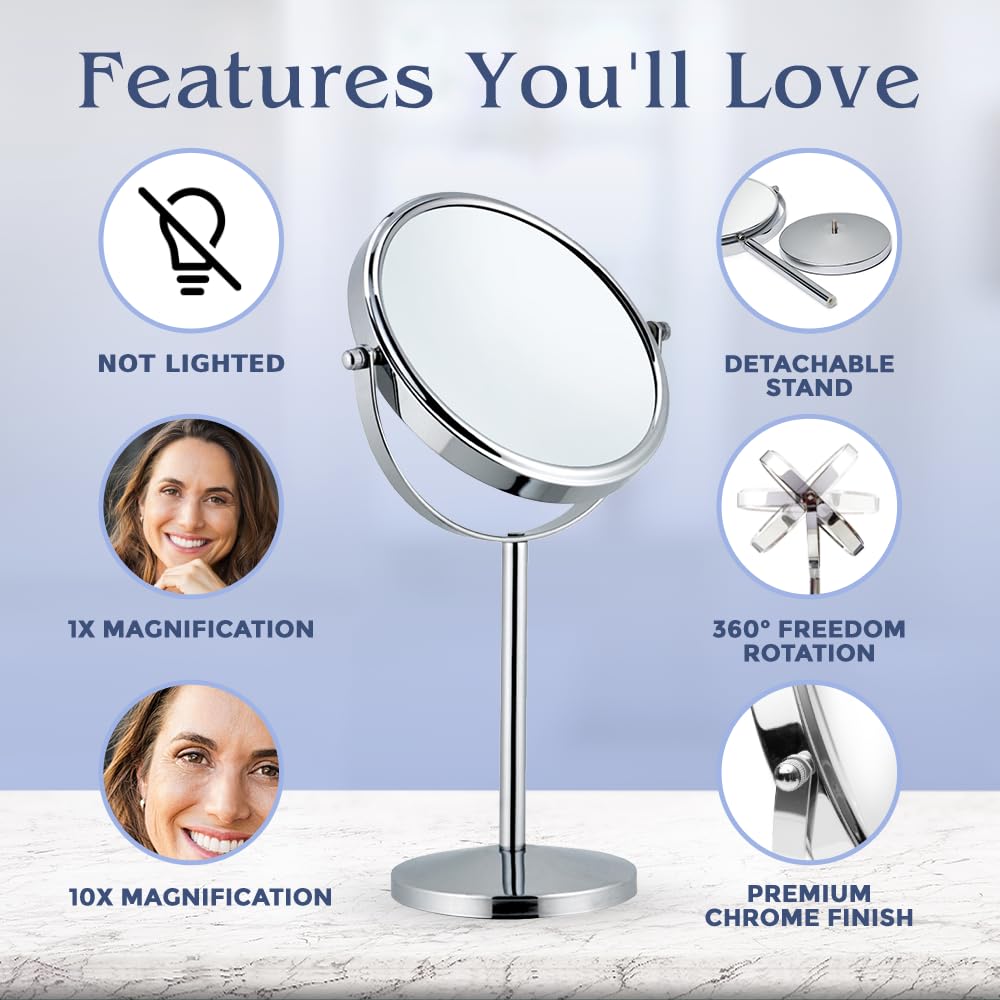 Double Sided 10X 1X Magnifying Mirror 7 x 14 - MIRRORVANA Official Imagery - 6