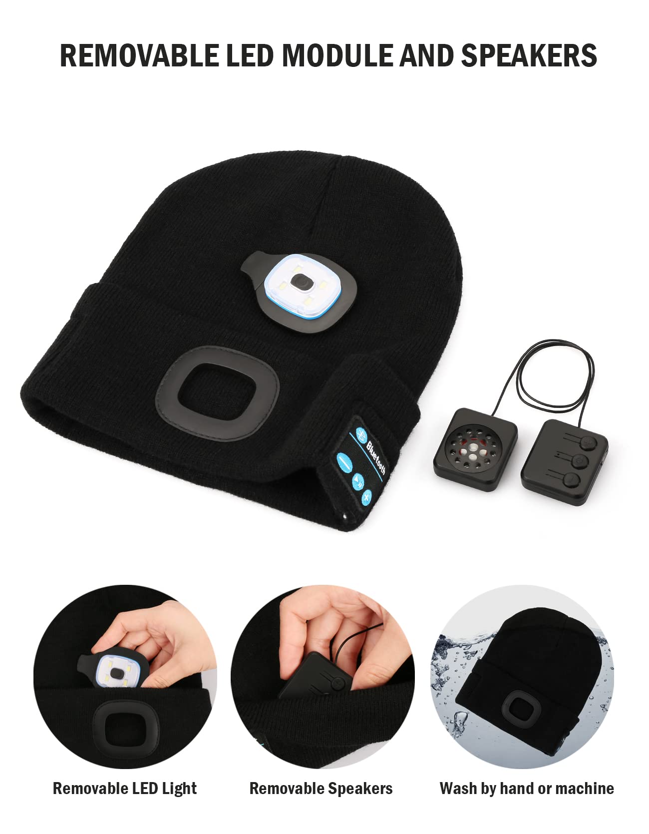 Wmcaps Bluetooth Beanie with LED Light, Winter Hat Gifts for Men - Wmcaps Official Product View 3