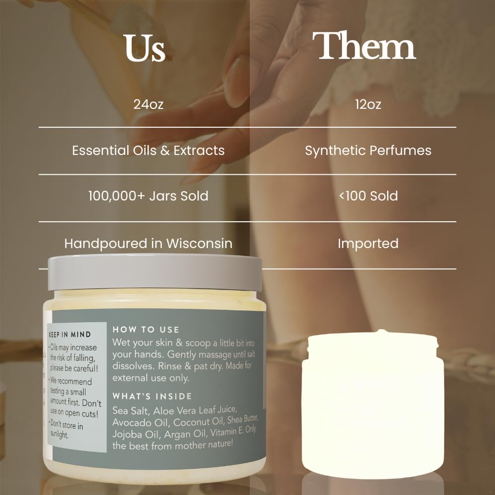 Bare Botanics Unscented Sea Salt Body Scrub Natural Exfoliator - BARE BOTANICS Official Product View 8