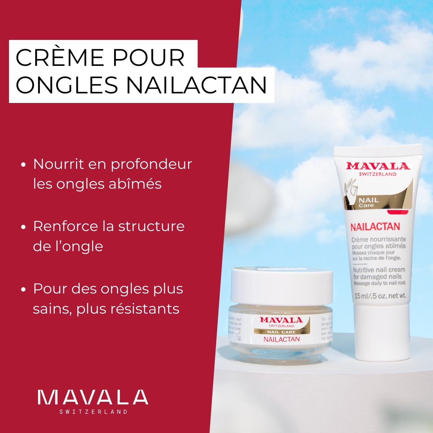 Mavala Nail Care Nailactan Nutritive, Nail Cream In Jar, Supports Damaged Nails, Nourishing, Moisturizing Nail Care Cuticle Cream, Promotes Nail Growth, 0.5 Ounce Jar