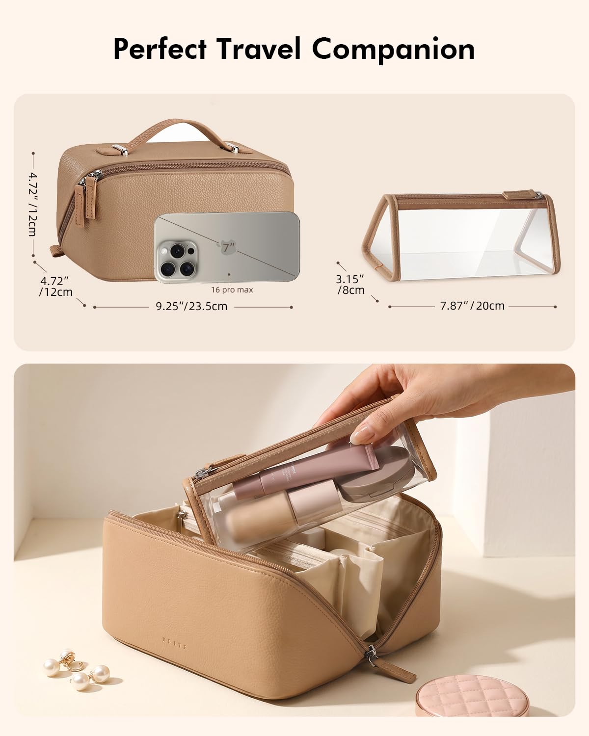 Prite 3 Pcs Makeup Bag Set Travel Toiletry Bag Cosmetic - Prite Official Imagery - 4